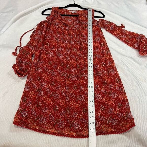 Rebecca Minkoff Red Floral Cold Shoulder Flowy Dress - Picture 5 of 10
